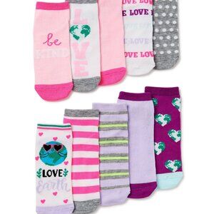 Girls Go Green Earth - Low Cut Socks, 10 Pack - Styles & Colors Vary - NWT